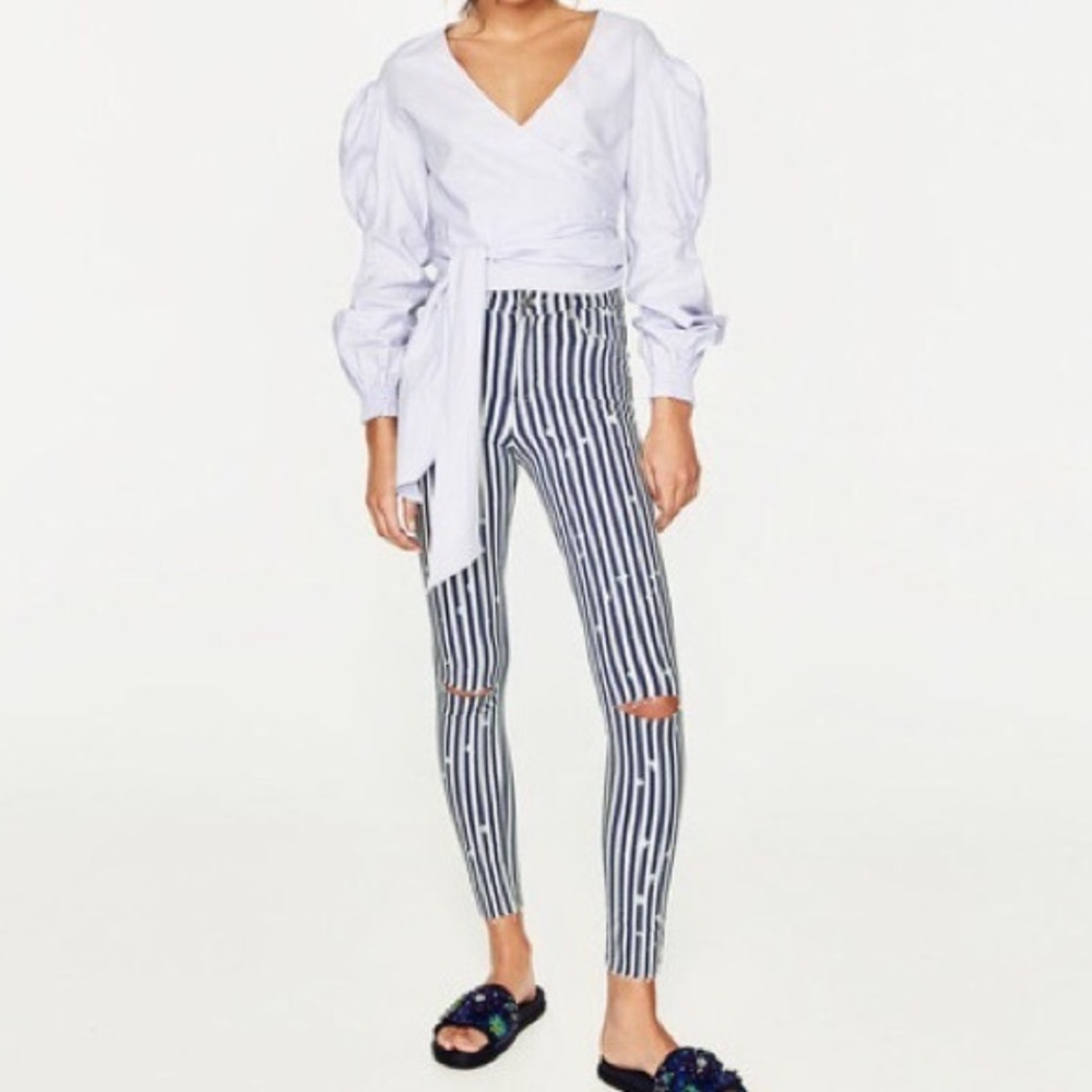 ZARA High waisted pants // STRIPED JEANS